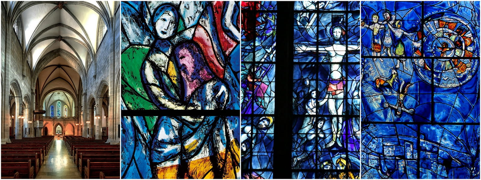 Chagall üvegablakainak részletei a Fraumünsterben (Forrás: meer.com)
